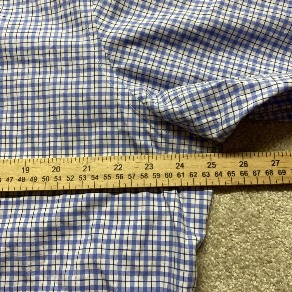 Ralph Lauren Button Down Shirt Mens XL Blue Tattersall Check Non-Iron Cotton